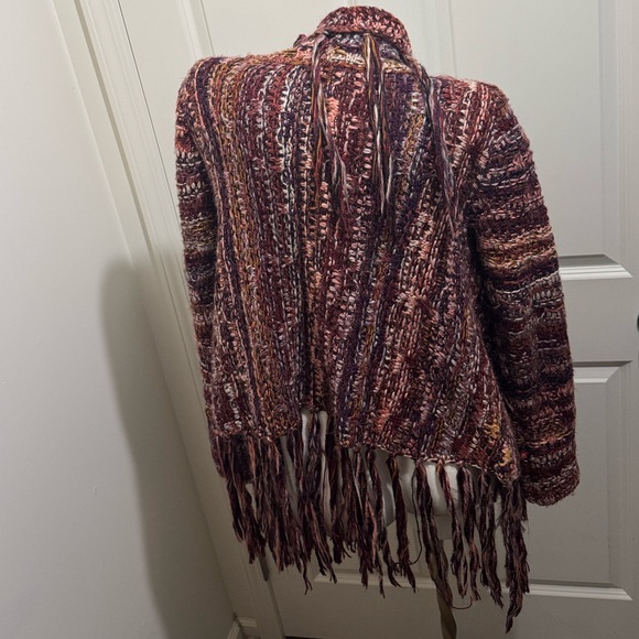 Free People Multicolor Fringed Cardigan, Sz Medium, Like New, Wool & Alpaca - Picture 7 of 14